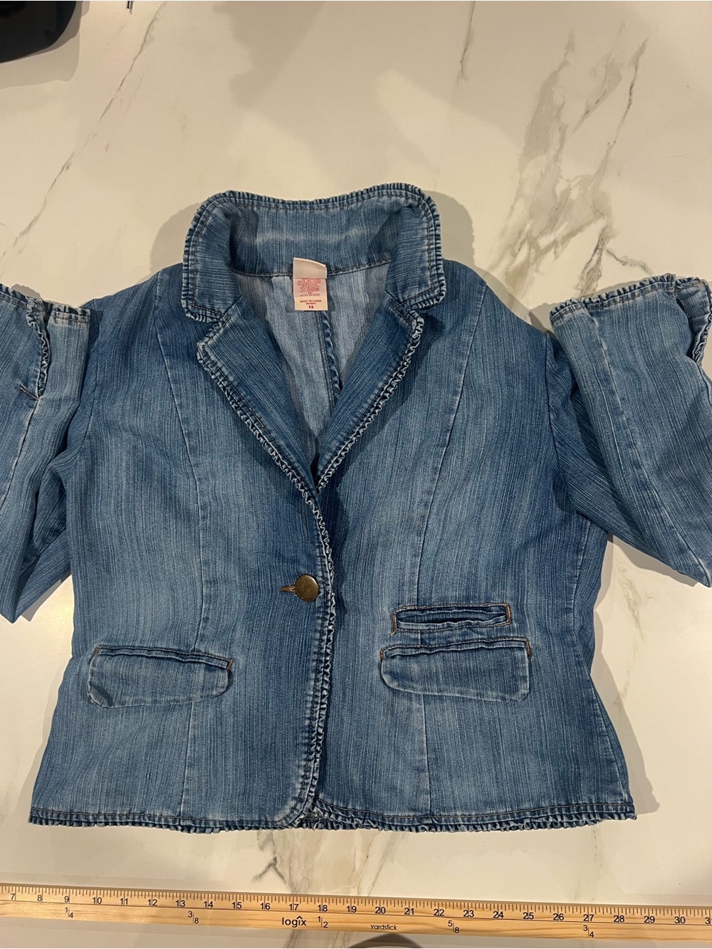 Faded Glory Light Blue Denim Blazer Jacket